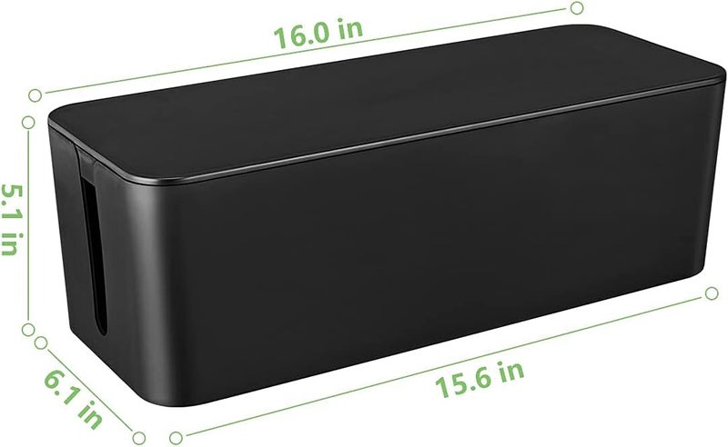 KASTWAVE Cable Management Box,Large Cord Organizer BoxCord Hider Box to Hide Surge Protector Cover on Desk or Floor for Home & Office(Black) - Image 2