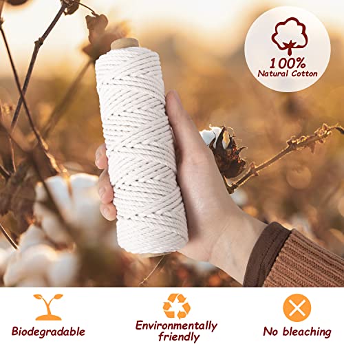 PHUNTTEK Macrame Cord 3mm x 594 Yards, 18 Rolls Natural Colored Macrame Cotton Cord Rope Kit Color Variety Macrame Jute Twine String 4 Strand Twisted for Wall Hanger Plant Hanging DIY Knitting Macrame Supplies - Image 2