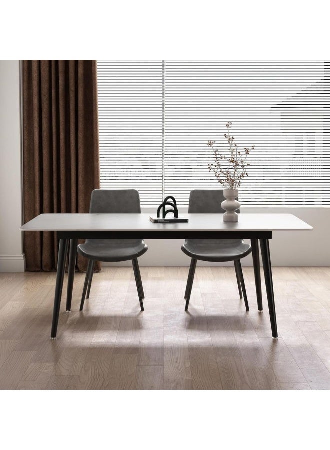 ABX HOME Ribez Dining Table 4 seater Rectangular Dining Set | Sturdy Kitchen Marble Top Table with Pu Leather Chairs | Dining set 1+4 Seater for Home, Dining Room - Image 2