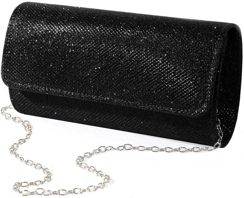lovyoCoCo Evening Bag Clutch Purses for Women Ladies Sparkling Party Handbag Wedding Bag (Black) - Image 1