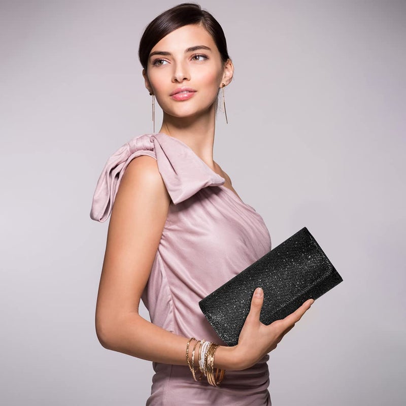 lovyoCoCo Evening Bag Clutch Purses for Women Ladies Sparkling Party Handbag Wedding Bag (Black) - Image 2