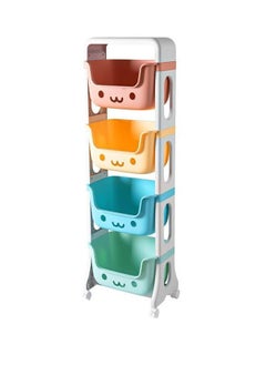 Toy Storage Rack Multi-layer Four-Tier Toy Shelves Household Snack Sundries Floor Movable Trolley Shelf