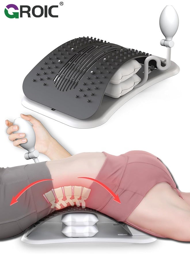 GROIC جهاز تمديد الظهر لتخفيف آلام أسفل الظهر، جهاز تفريغ العمود الفقري القابل للنفخ، جهاز كسر الظهر مع العلاج المغناطيسي، لوحة دعم القطنية، تخفيف لمرض الجنف، مناسب لتصحيح الوضعية - Image 1