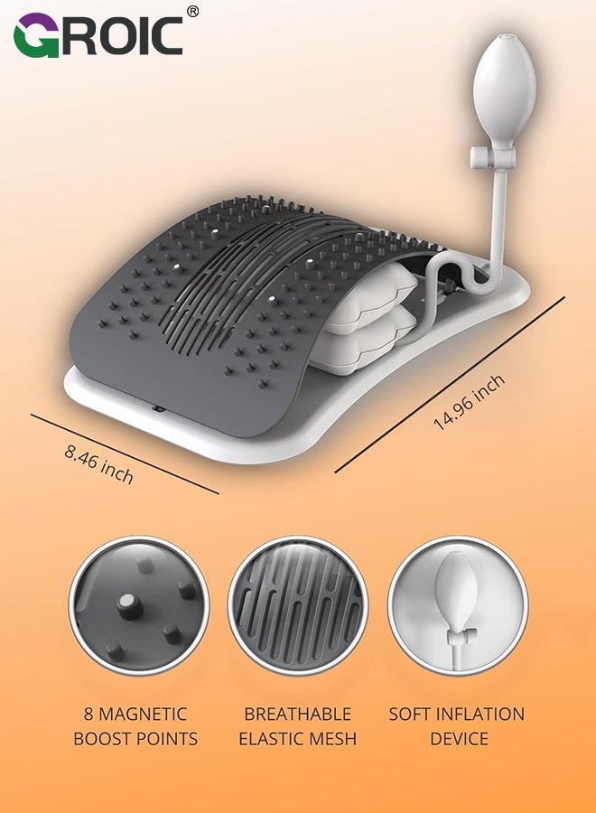 GROIC جهاز تمديد الظهر لتخفيف آلام أسفل الظهر، جهاز تفريغ العمود الفقري القابل للنفخ، جهاز كسر الظهر مع العلاج المغناطيسي، لوحة دعم القطنية، تخفيف لمرض الجنف، مناسب لتصحيح الوضعية - Image 3
