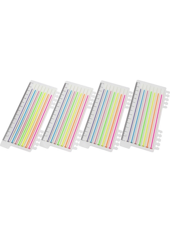 Andoca Lined Transparent Sticky Strips Assorted Colors, 0.235 x 5.5 Inch Long Highlighter Flag Tabs Index, Easy to Post, 4 Ruler Dispensers, 560 Pages Total - Image 3