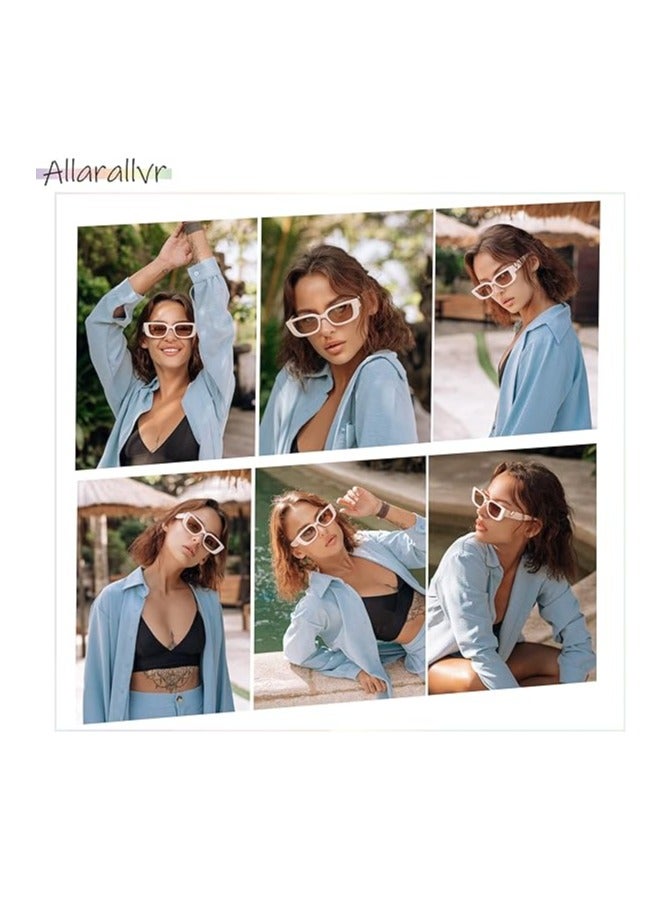 POLITE Biege Fashion Sunglasses for Women, Anti Glare Sun Shades For Vacation Beach Party - Image 3