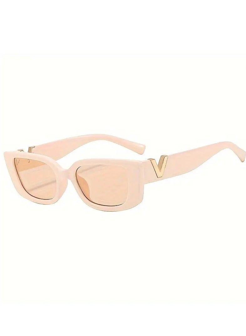 POLITE Biege Fashion Sunglasses for Women, Anti Glare Sun Shades For Vacation Beach Party - Image 2