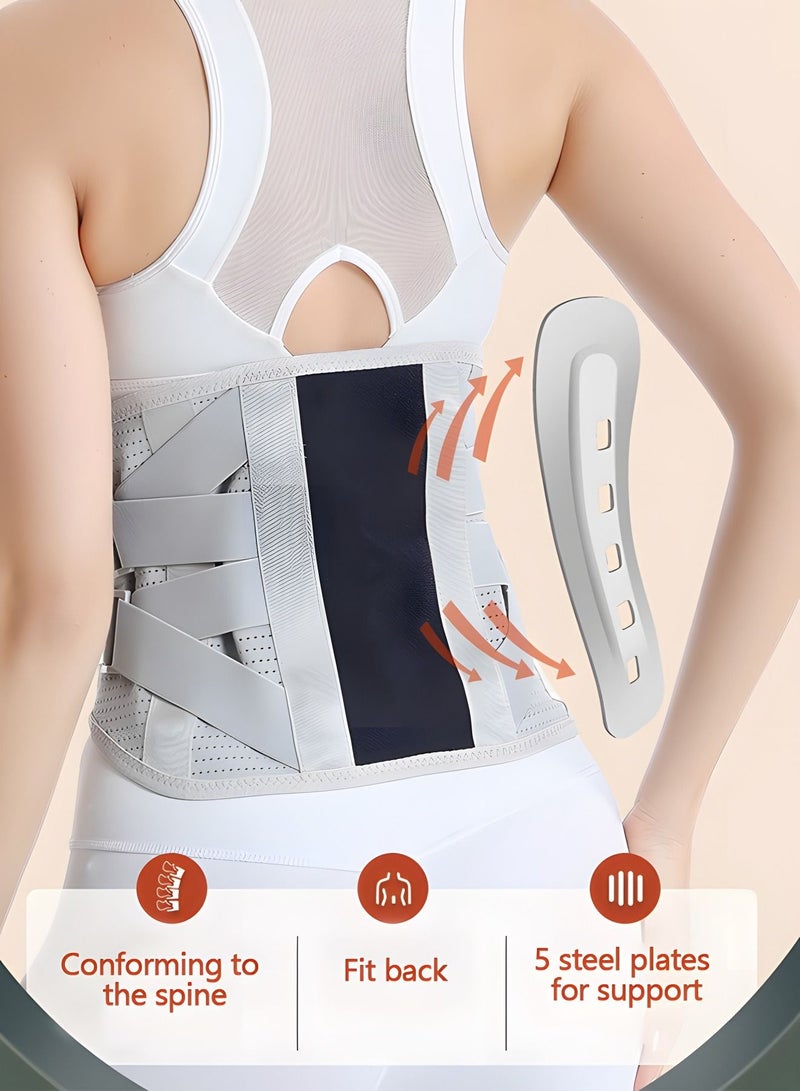 NIBEMINENT Lumbar Support Belt Lumbosacral Back Brace,Breathable Belt, Lower Pain Relief Warmer Stretcher for Herniated Disc, Sciatica, Scoliosis(L)  - Image 3