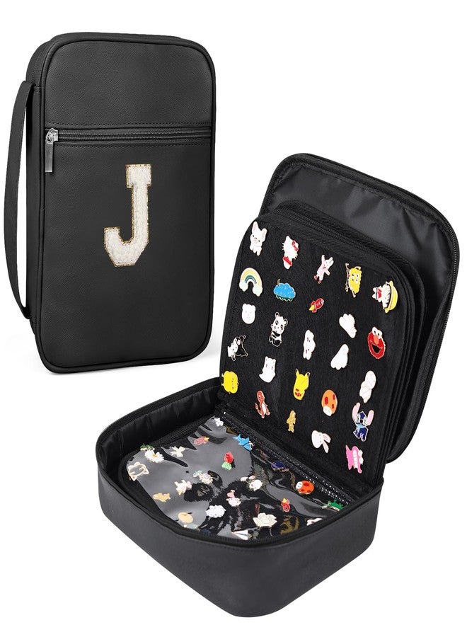 Fruobeyla Pin Display Bag, Letter PU Pin Trading Book with 8 Pages, Waterproof Enamel Pins Holder Board, Suitable as Pin Collection Display Case, J - Image 1