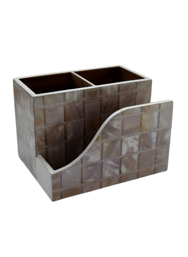 Tranquil Square | Handcrafted | Premium Finish | Glossy White Marble Design Wooden Napkin Cutlery Holder - Image 4