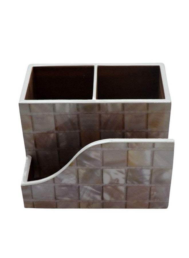 Tranquil Square | Handcrafted | Premium Finish | Glossy White Marble Design Wooden Napkin Cutlery Holder - Image 5