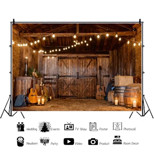 OFILA Western Farm Barn Backdrop 10x8ft Fabric Rustic Cowboy Birthday Party Decoration Background Country Concert Events Cowboy Cowgirl Party Backdrop Rural Music Festival Background - Image 2