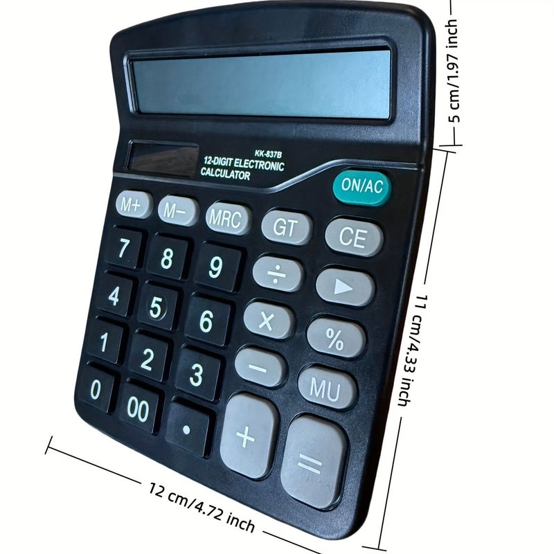 Office Business Financial Check 12 Digit Electronic Calculator Large Screen LED Digital Display Learning Supplies Calculation Tool Black 1 Piece - Image 5