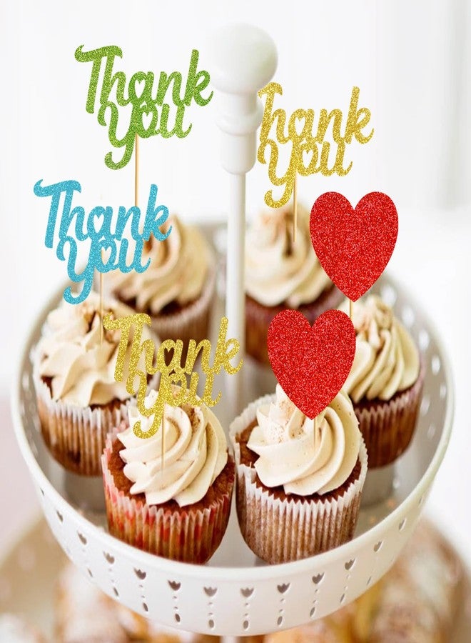 Yavxzvbw Thank You Cupcake Toppers Set: Birthday Party Decorations for Baby Shower Wedding Birthday Retirement 36pcs Cupcake Picks with Thank You Message - Image 3