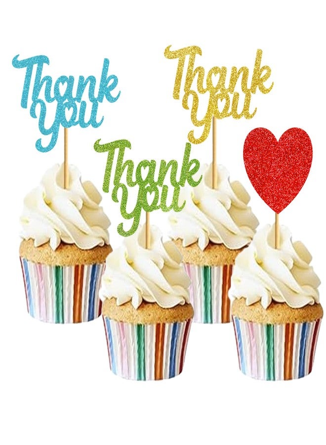 Yavxzvbw Thank You Cupcake Toppers Set: Birthday Party Decorations for Baby Shower Wedding Birthday Retirement 36pcs Cupcake Picks with Thank You Message - Image 1