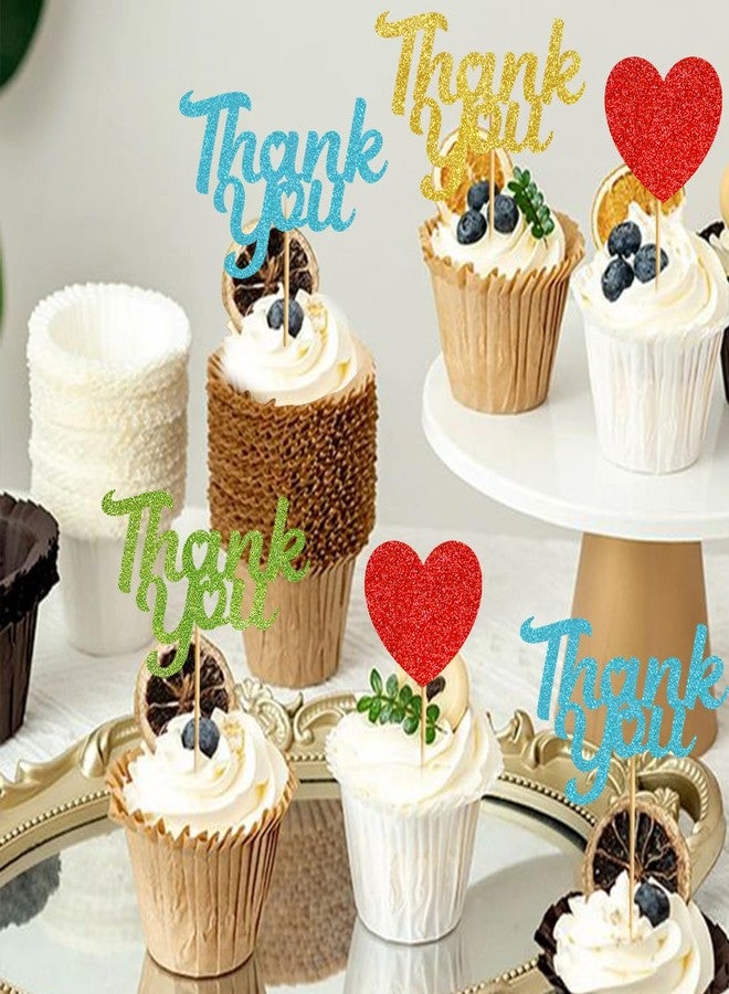 Yavxzvbw Thank You Cupcake Toppers Set: Birthday Party Decorations for Baby Shower Wedding Birthday Retirement 36pcs Cupcake Picks with Thank You Message - Image 4