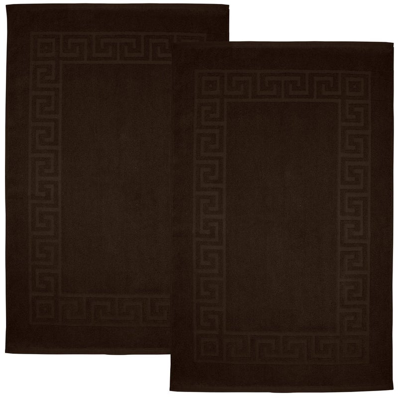 DAN RIVER Greek Bath Mat  Brown 100 Ring Spun Cotton Pack of 2 20x32 inches 800 GSM NonSlip Absorbent Quick Drying Machine Washable Bathroom Floor Mats for Shower Kitchen  Bath