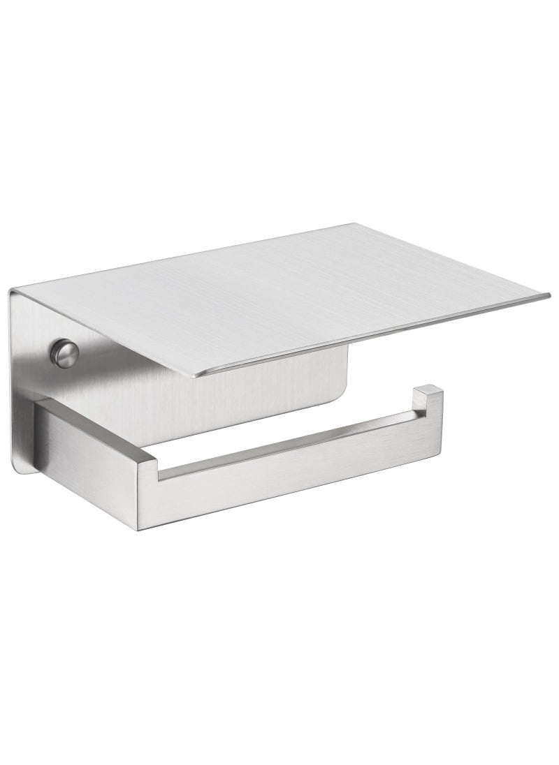 APLusee APLusee Brushed Nickel Toilet Paper Holder with Phone Shelf  304 Stainless Steel Toilet Tissue Roll Holder  Wall Mounted Bathroom Paper Roll Dispenser  - Image 1