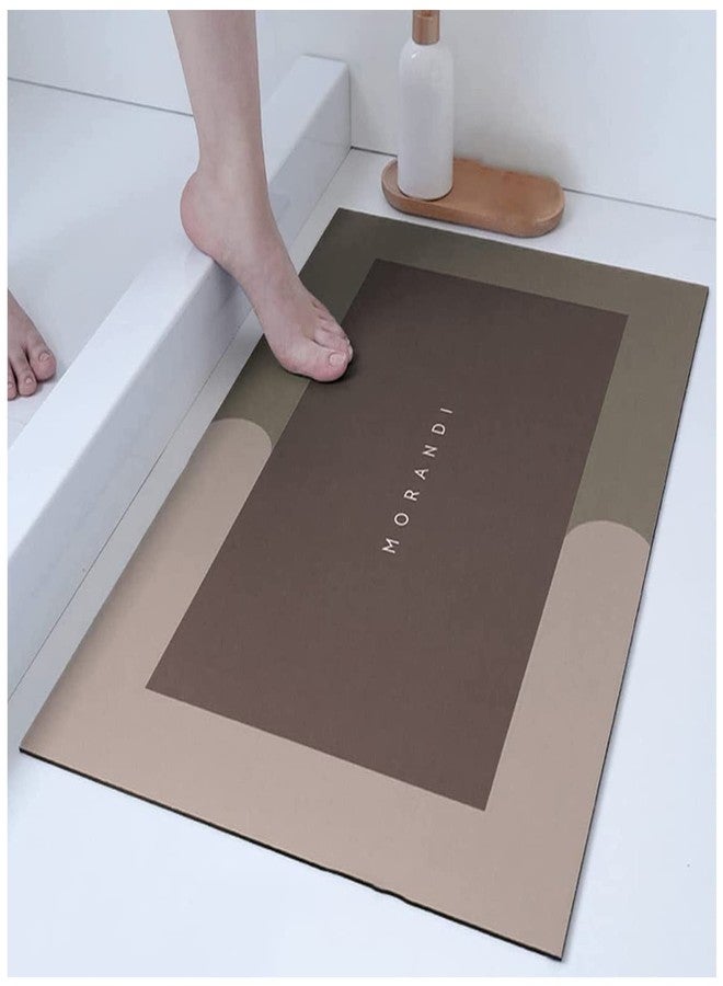 MORANDI Super Absorbent Floor Mat,Silicone Quick Dry Bath Shower Non-Slip Rugs and Mats for Home Bathroom Floor Water Bath Mat (Brown, 15.7" x 23.6"(40cm*60cm)) - Image 1