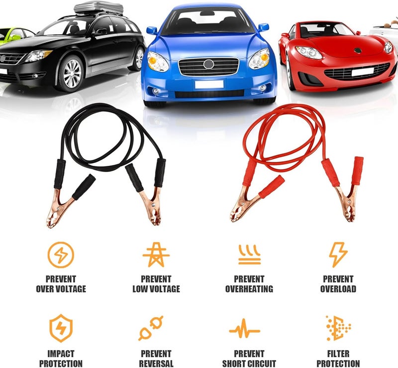 Car Battery Jumper Cables Kit with Heavy Duty Battery Clips 1 Pair Black and Red Jumper Cable Clamps for Portable Car Jump Starter - Image 3
