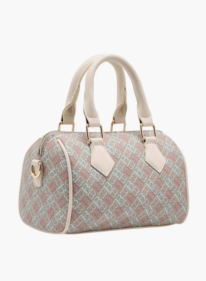 Flora Bella By Shoexpress Women's Monogram Print Duffel Bag with Double Handles and Zip Closure