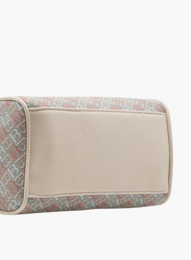 Flora Bella By Shoexpress Women's Monogram Print Duffel Bag with Double Handles and Zip Closure