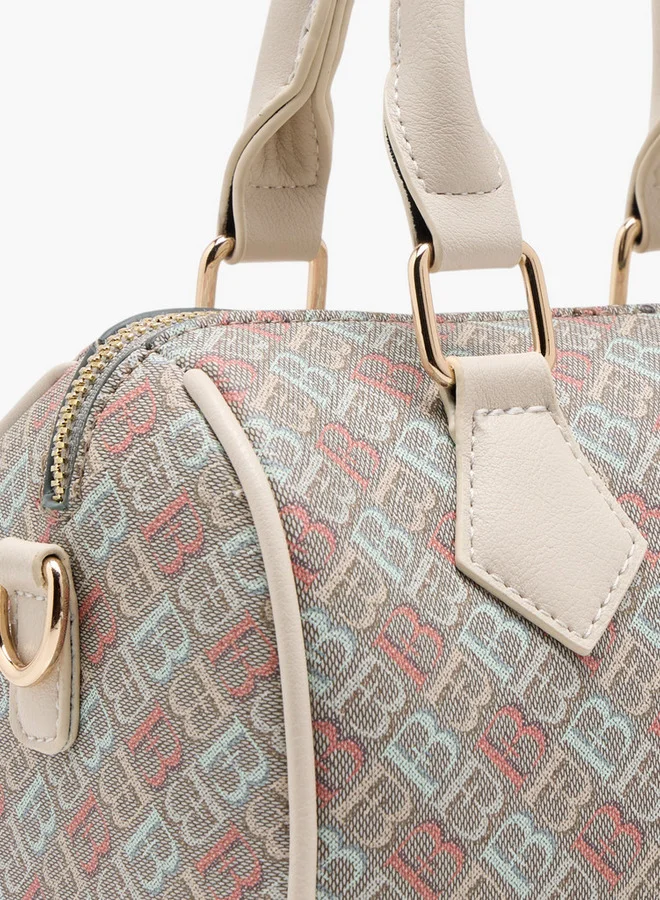 Flora Bella By Shoexpress Women's Monogram Print Duffel Bag with Double Handles and Zip Closure