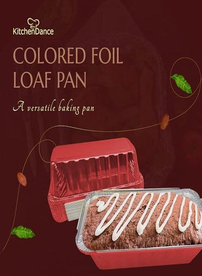 KitchenDance.com KitchenDance Disposable Aluminum Closable Loaf Pan with Plastic Lids, 2 Pounds, Red, 1850P - Image 2