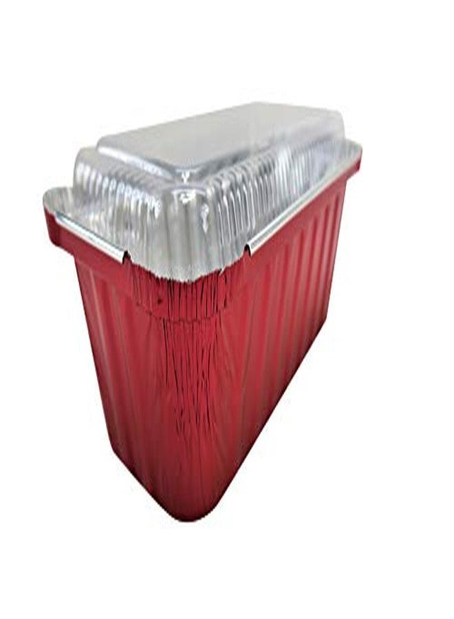 KitchenDance.com KitchenDance Disposable Aluminum Closable Loaf Pan with Plastic Lids, 2 Pounds, Red, 1850P - Image 1