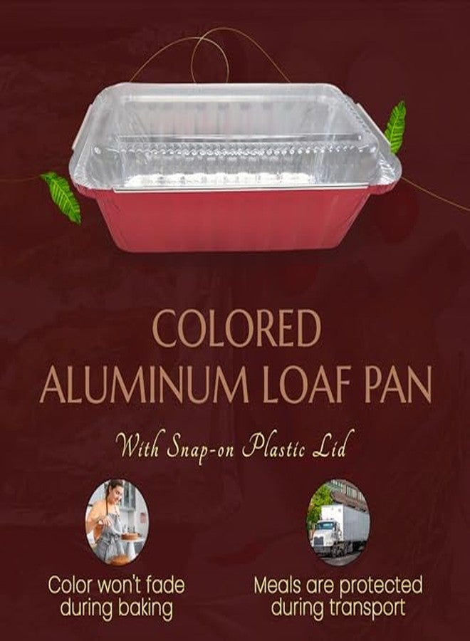KitchenDance.com KitchenDance Disposable Aluminum Closable Loaf Pan with Plastic Lids, 2 Pounds, Red, 1850P - Image 3