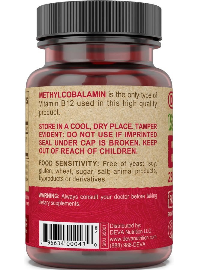 Deva Nutrition Nutrition Vegan Sublingual Fast Dissolve B-12 Tablets, 2500 mcg, 90 Count - Image 4