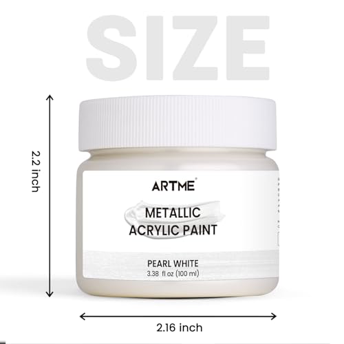 ARTME Acrylic Paint Metallic Pearl White, 100ml Pearl Paint for Art Painting, Hand-crafts, Non-Toxic, Non-Fading Pearlescent Acrylic Paints Ideal for Canvas, Wood, Fabric, Furniture, Ceramic, Stone Craft Supplies - Image 3