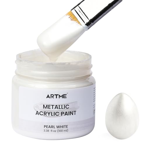 ARTME Acrylic Paint Metallic Pearl White, 100ml Pearl Paint for Art Painting, Hand-crafts, Non-Toxic, Non-Fading Pearlescent Acrylic Paints Ideal for Canvas, Wood, Fabric, Furniture, Ceramic, Stone Craft Supplies - Image 1