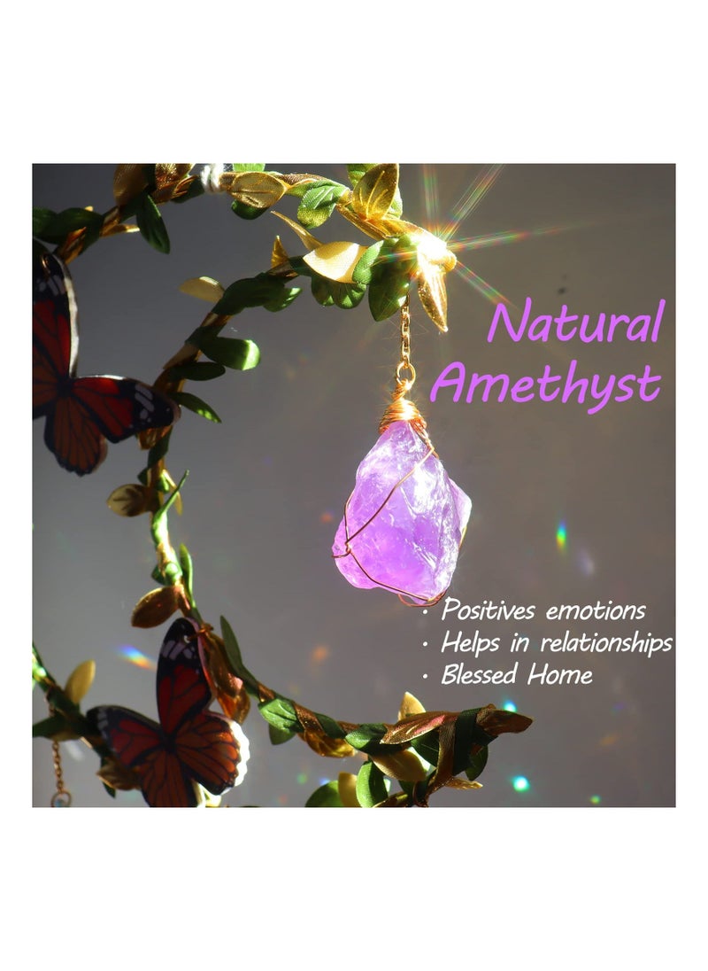Moon Crystal Suncatcher, Hanging Moon Sun Light Catcher with Glass Prisms, Healing Amethyst Crystal Decor for Home, Moon Bohemian Wall Decor for Gifts  - Image 4