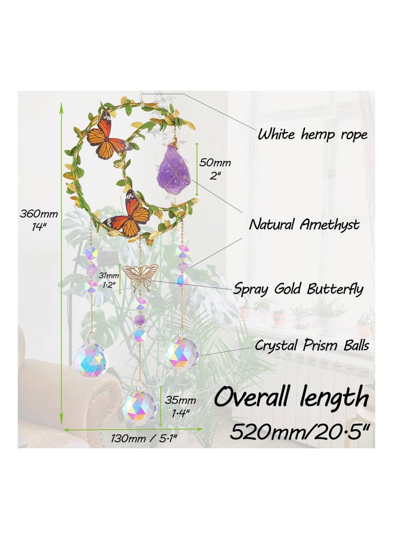 Moon Crystal Suncatcher, Hanging Moon Sun Light Catcher with Glass Prisms, Healing Amethyst Crystal Decor for Home, Moon Bohemian Wall Decor for Gifts  - Image 5