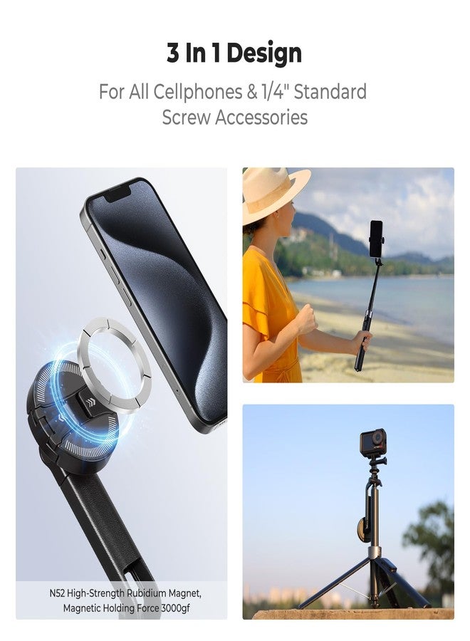 K&F CONCEPT Popod 72" Phone Tripod, 3-in-1 Clip & Magnetic Selfie Stick with Remote, Automatic Phone Tripod Stand, Compatible with iPhone 17-12 Series Android Phones 1/4" Screw Accessories - Image 2
