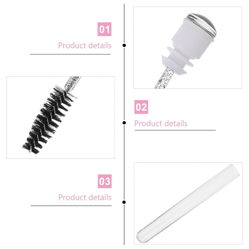 KICHOUSE Disposable Eyelash Brush 10pcs Black Single-use Female Mascara Brush for Eye Makeup with Rhinestone Pattern, Lash Extension Tool for Women Makeup Application - Image 3