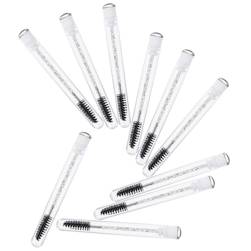 KICHOUSE Disposable Eyelash Brush 10pcs Black Single-use Female Mascara Brush for Eye Makeup with Rhinestone Pattern, Lash Extension Tool for Women Makeup Application - Image 1