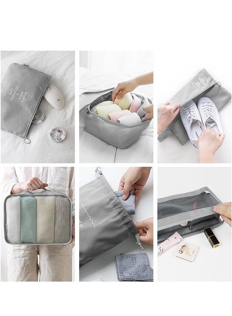 8Pcs/set Large Capacity Luggage Storage Bags for Packing Cube Clothes Underwear Cosmetic Travel Organizer Bag Toiletries Pouch (Grey)  - Image 5