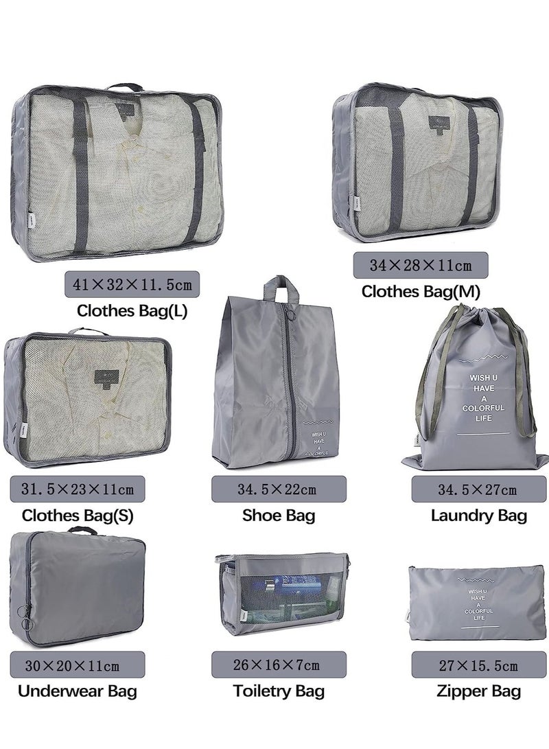 8Pcs/set Large Capacity Luggage Storage Bags for Packing Cube Clothes Underwear Cosmetic Travel Organizer Bag Toiletries Pouch (Grey)  - Image 3