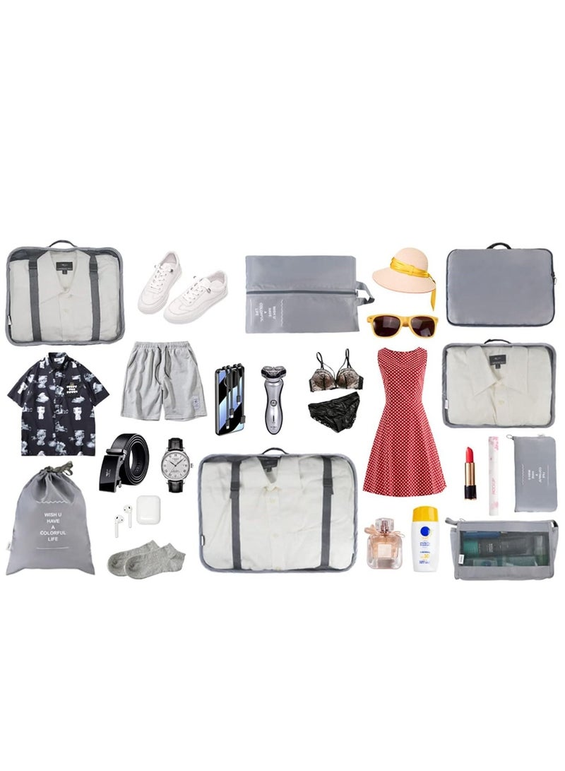 8Pcs/set Large Capacity Luggage Storage Bags for Packing Cube Clothes Underwear Cosmetic Travel Organizer Bag Toiletries Pouch (Grey)  - Image 4