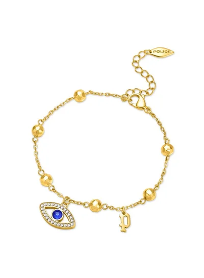 POLICE Eye Gold Plated Ladies Bracelet With Blue and White Crystals 170+35mm