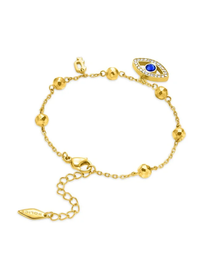 POLICE Eye Gold Plated Ladies Bracelet With Blue and White Crystals 170+35mm