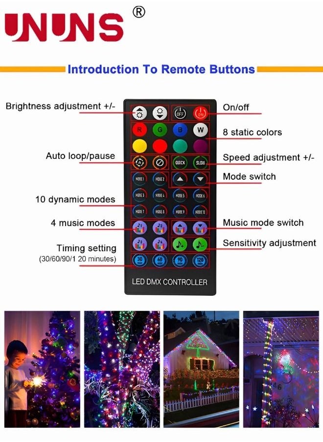UNUNS - LED Strip Light,10M Outdoor String Lights With 100 LEDs,Colorful RGB Changing Waterproof Starry Lights Plug In For Bedroom,Pastel Lights String Indoor,Home,Patio Decor - Image 1