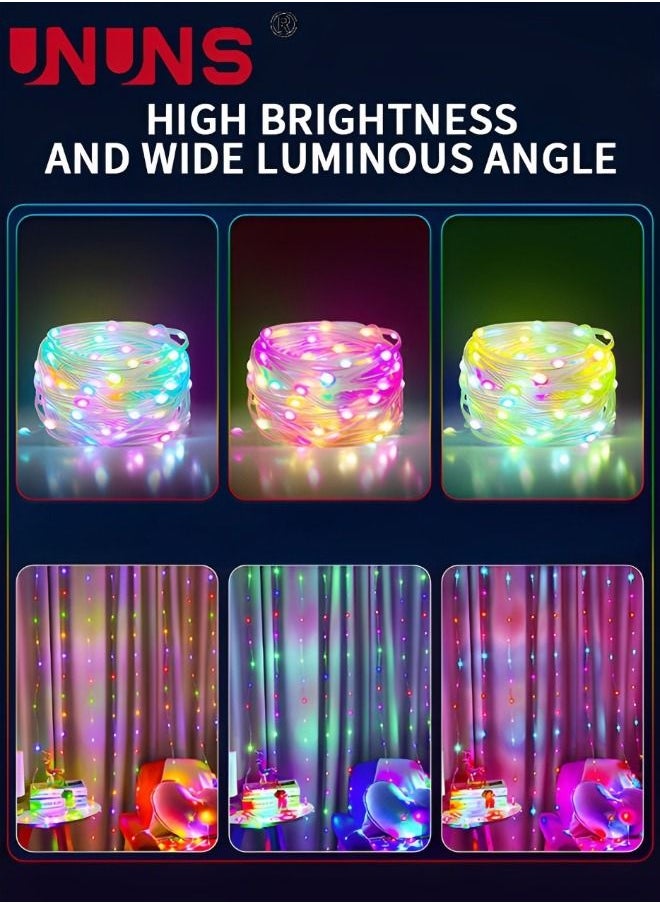 UNUNS - LED Strip Light,10M Outdoor String Lights With 100 LEDs,Colorful RGB Changing Waterproof Starry Lights Plug In For Bedroom,Pastel Lights String Indoor,Home,Patio Decor - Image 1