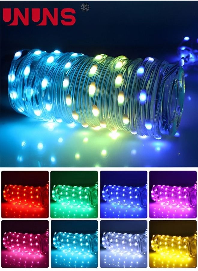 UNUNS - LED Strip Light,10M Outdoor String Lights With 100 LEDs,Colorful RGB Changing Waterproof Starry Lights Plug In For Bedroom,Pastel Lights String Indoor,Home,Patio Decor - Image 1