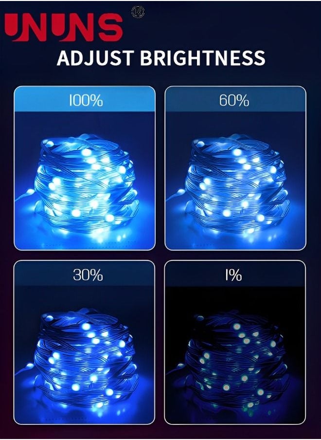 UNUNS - LED Strip Light,10M Outdoor String Lights With 100 LEDs,Colorful RGB Changing Waterproof Starry Lights Plug In For Bedroom,Pastel Lights String Indoor,Home,Patio Decor - Image 1