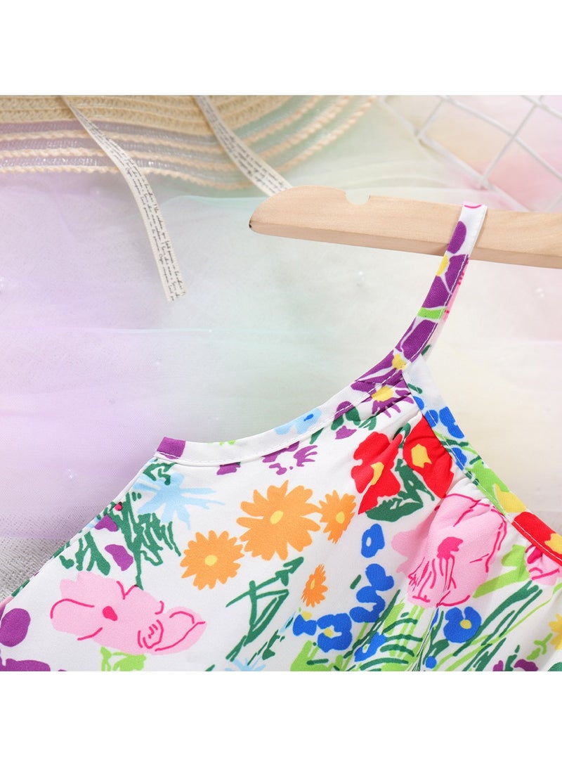 3Y Baby Girl Toddler Dress, Floral Print Sleeveless Summer Dress with Ruffled Hem, Matching Mini Purse, Perfect for Playdates, Summer Outings, and Family Gatherings - Image 5