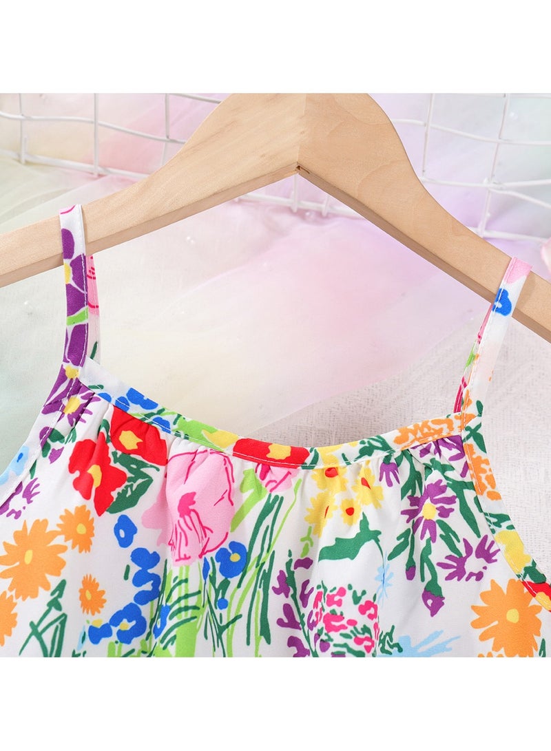 3Y Baby Girl Toddler Dress, Floral Print Sleeveless Summer Dress with Ruffled Hem, Matching Mini Purse, Perfect for Playdates, Summer Outings, and Family Gatherings - Image 4