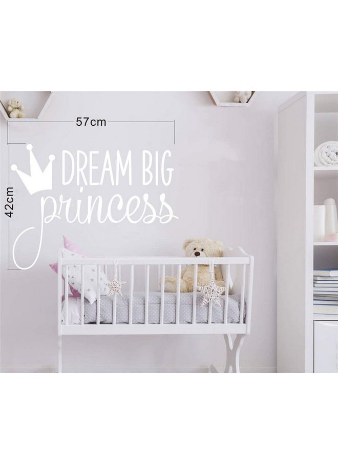 جوروكسين ملصق حائط من الفينيل عليه عبارة Dream Big Princess with Crown لغرف نوم الأطفال والبنات وديكور المنزل بتصميم جدارية YMX18 (أبيض)  - Image 2